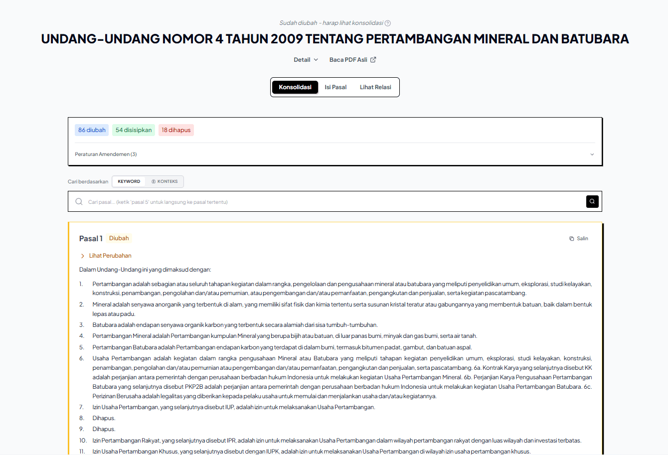 Tampilan Naskah Konsolidasi Utuh