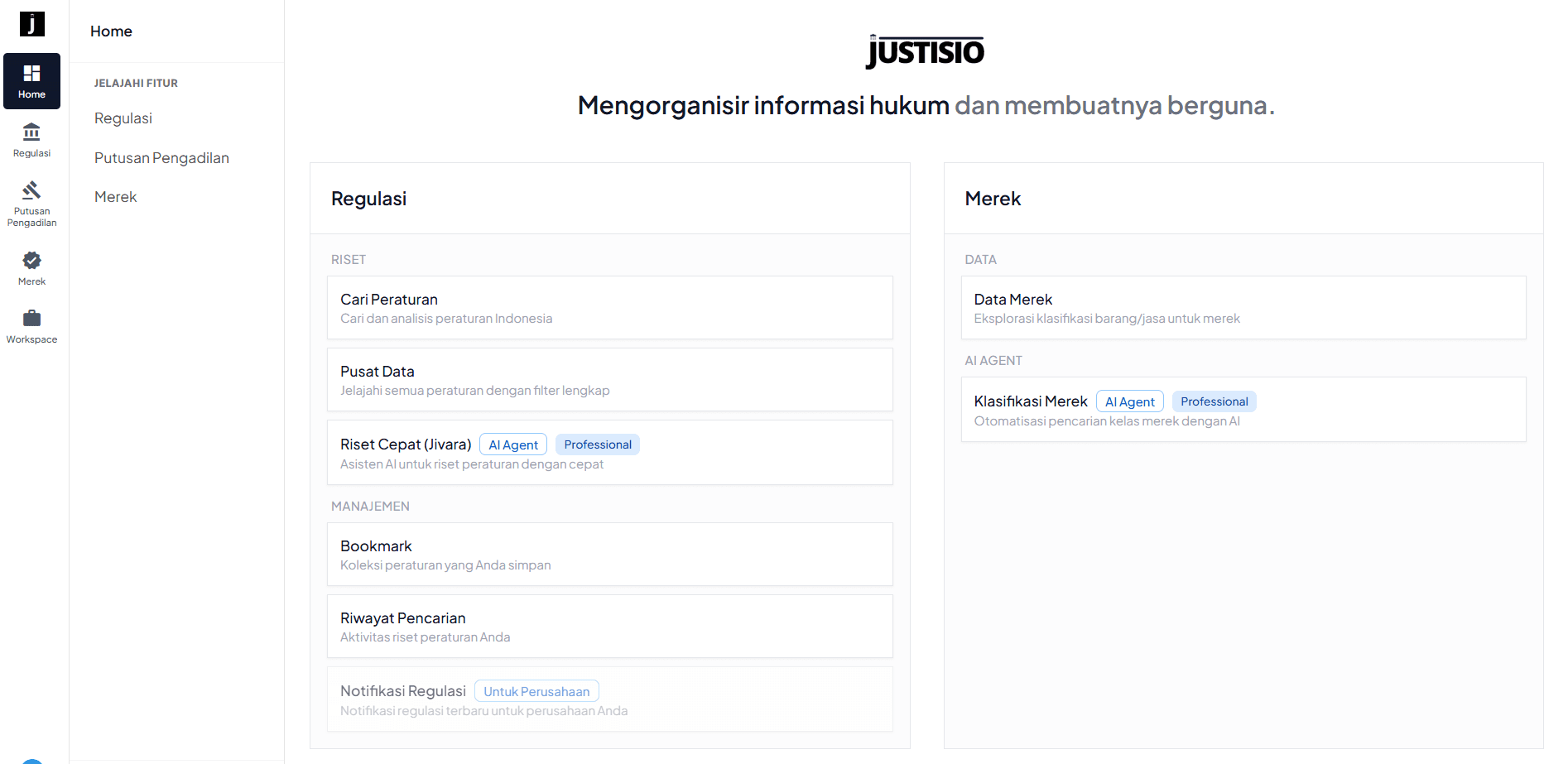 Halaman Task-List Justisio