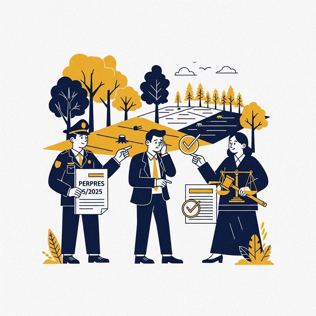 Penertiban Kawasan Hutan: Mekanisme Denda Administratif, Penguasaan Kembali Lahan, dan Pemulihan Aset Berdasarkan Peraturan presiden 5/2025